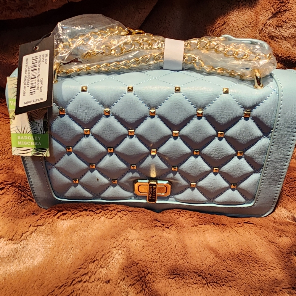 Badgley Mischka Blue Quilted Women's Bag